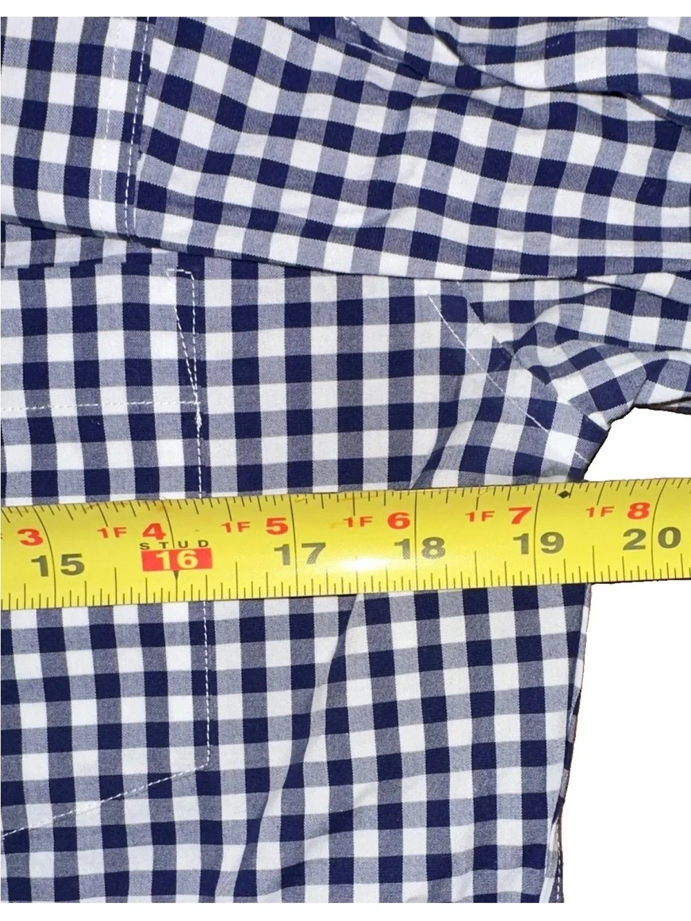 J.CREW Thompson Gingham Dress Shirt Blue White Stretch 15-15.5 32/33 M Button Up